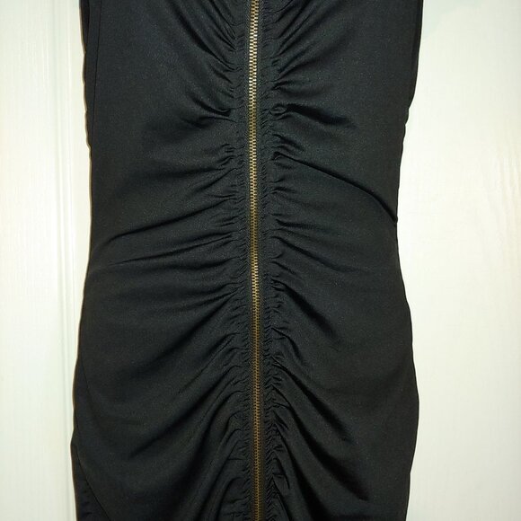 House of Dereon Black Full Zip Short Sleeve Goth Grunge Rocker Chick Dress M - Picture 4 of 12